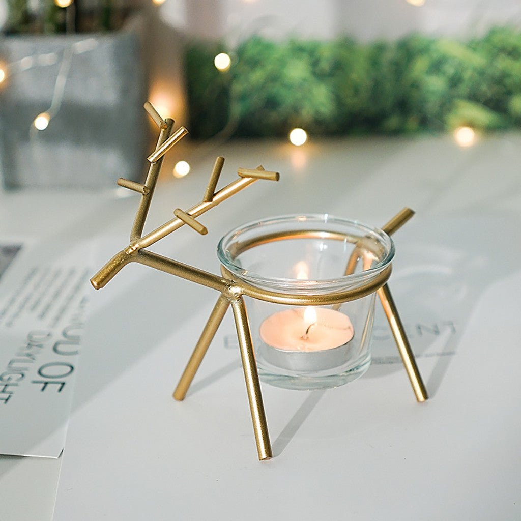 🕯️ Wrought Iron Fawn Candle Holder