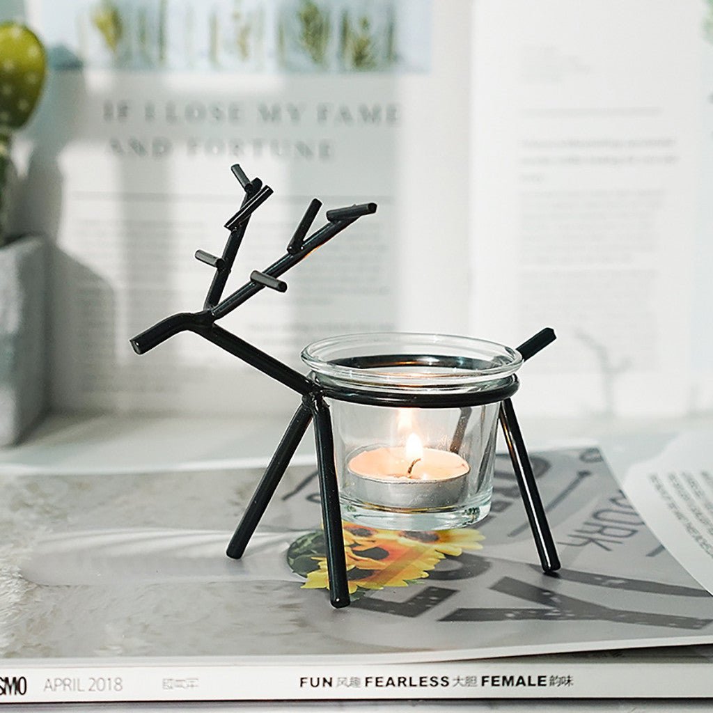 🕯️ Wrought Iron Fawn Candle Holder