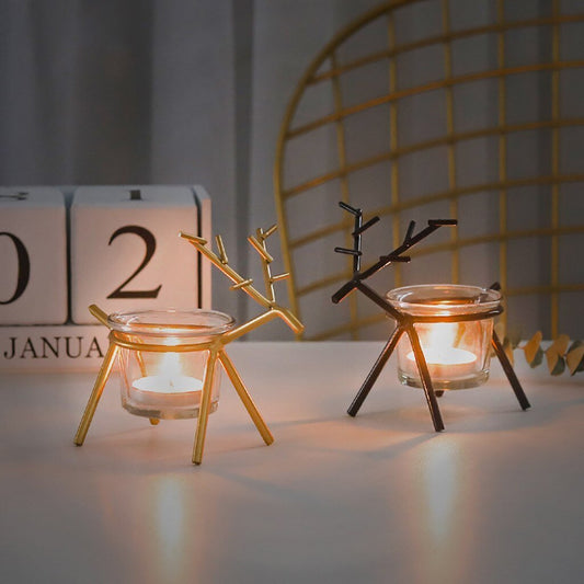🕯️ Wrought Iron Fawn Candle Holder